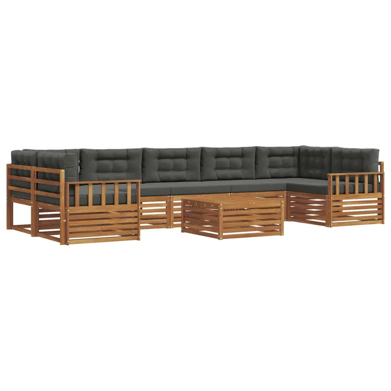 Lauko sofos komplektas su pagalve 8 pcs Natūralus ir antracitas