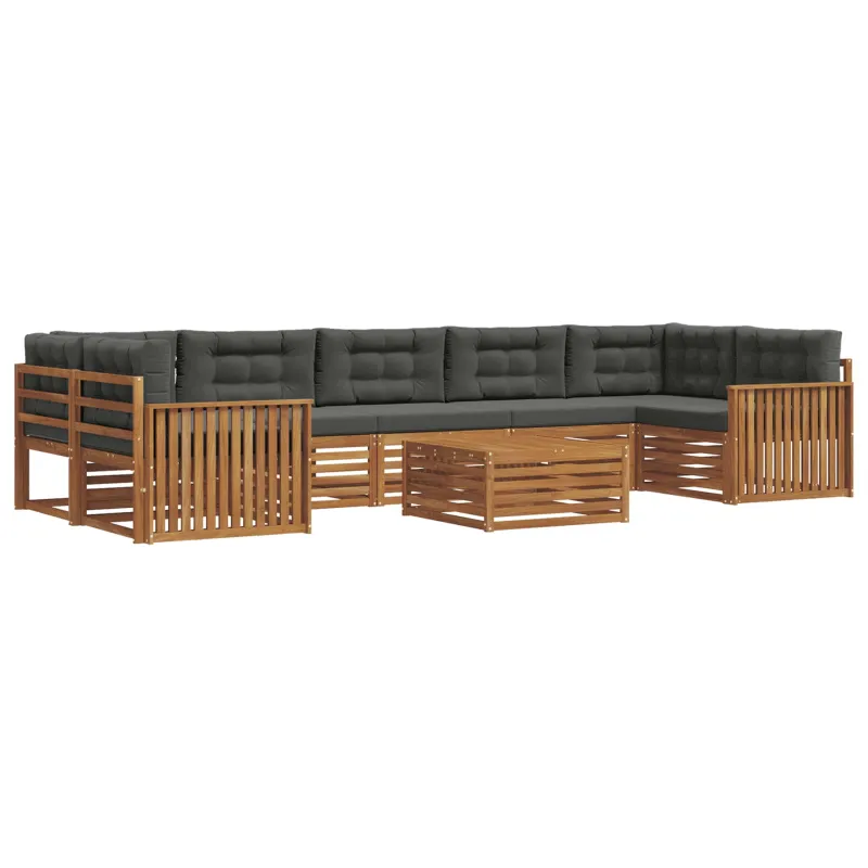 Lauko sofos komplektas su pagalve 8 pcs Natūralus ir antracitas