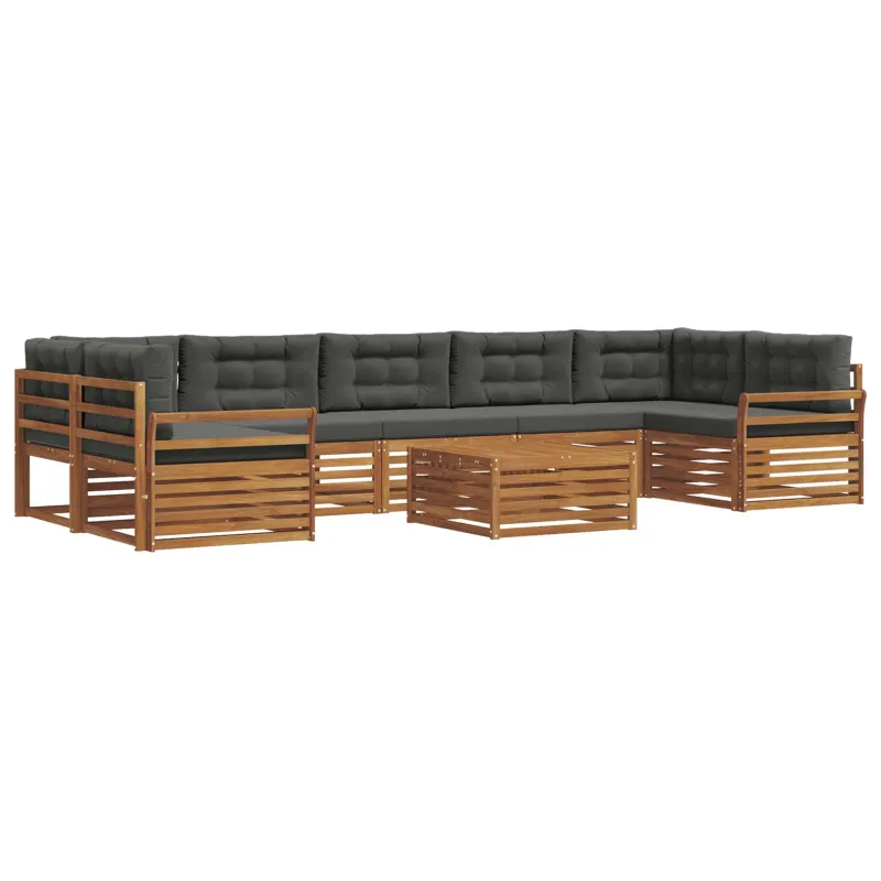 Lauko sofos komplektas su pagalve 8 pcs Natūralus ir antracitas