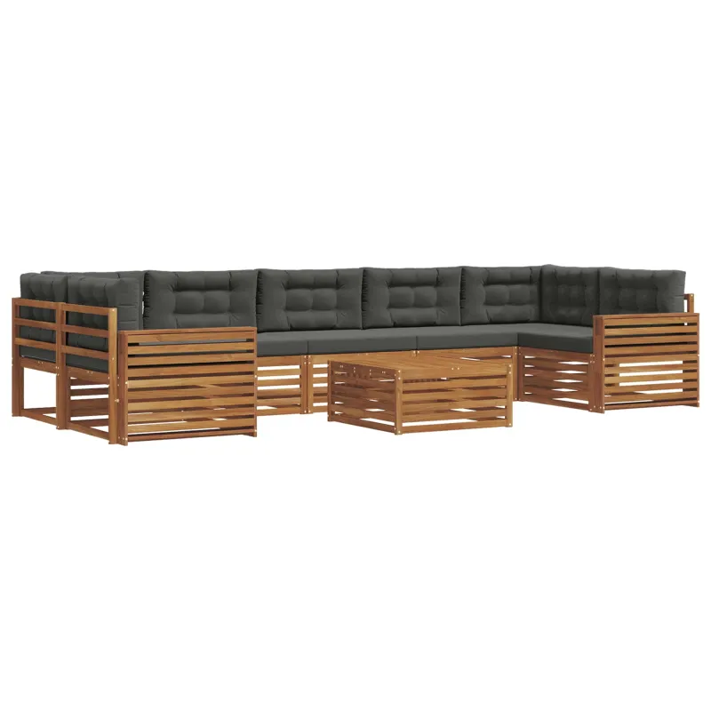 Lauko sofos komplektas su pagalve 8 pcs Natūralus ir antracitas