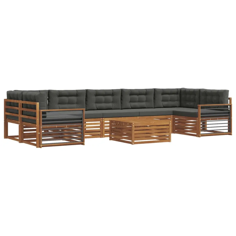 Lauko sofos komplektas su pagalve 8 pcs Natūralus ir antracitas
