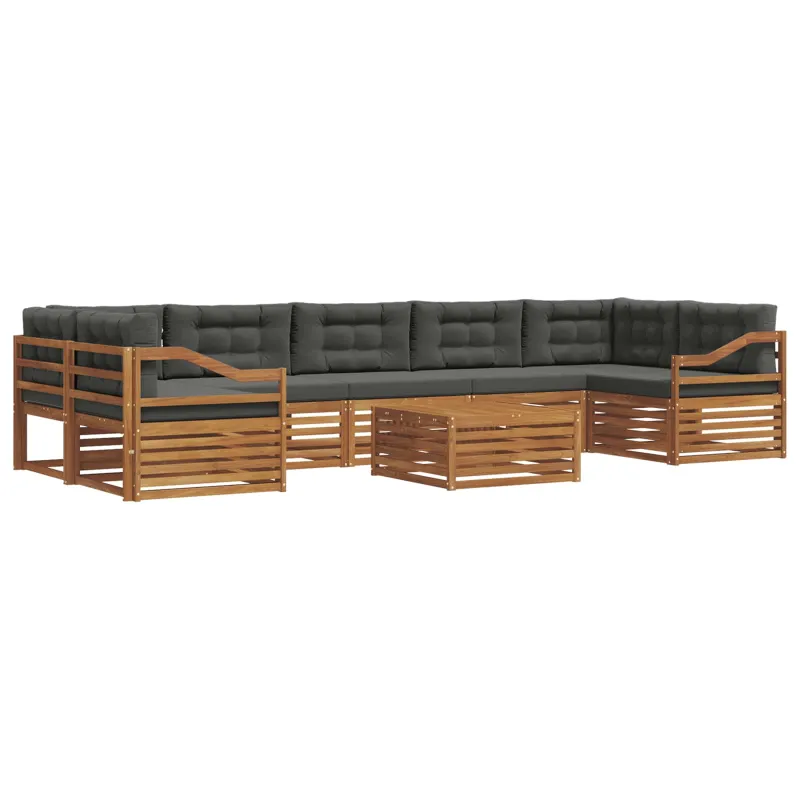 Lauko sofos komplektas su pagalve 8 pcs Natūralus ir antracitas