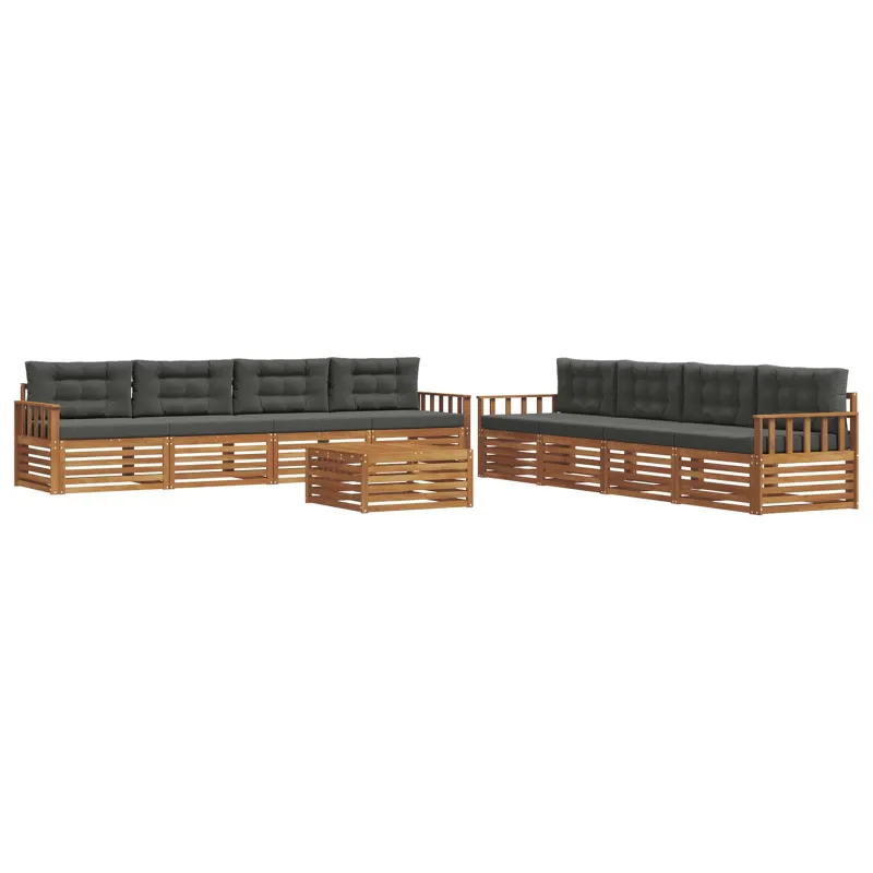 Lauko sofos komplektas su pagalve 9 pcs Natūralus ir antracitas
