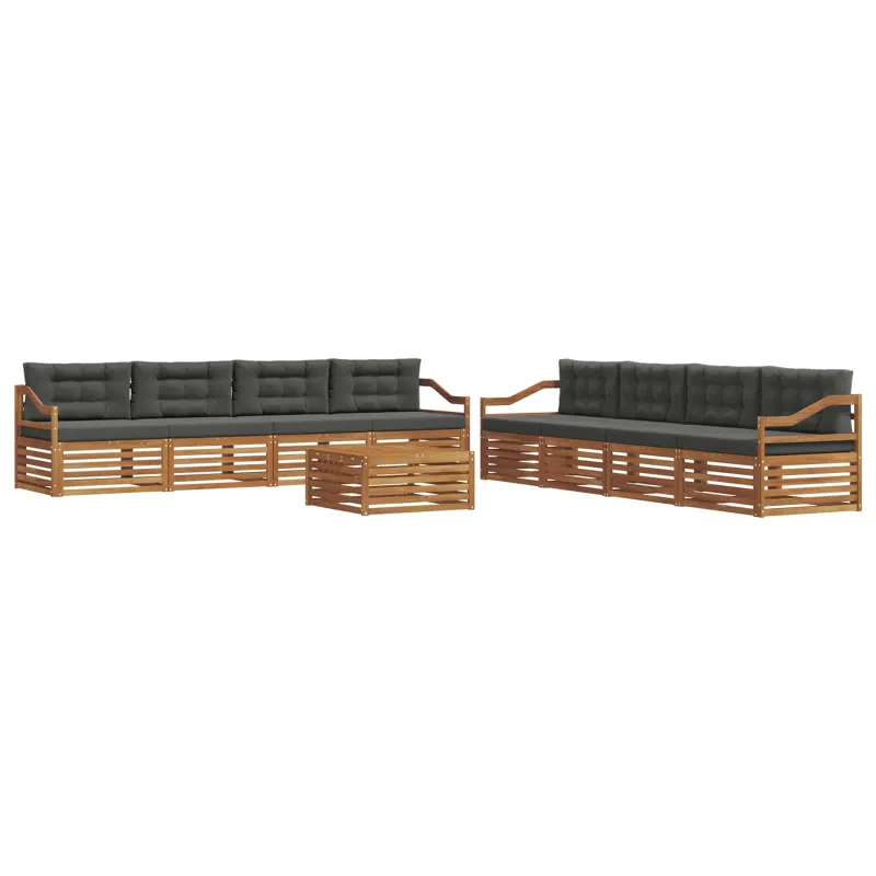 Lauko sofos komplektas su pagalve 9 pcs Natūralus ir antracitas