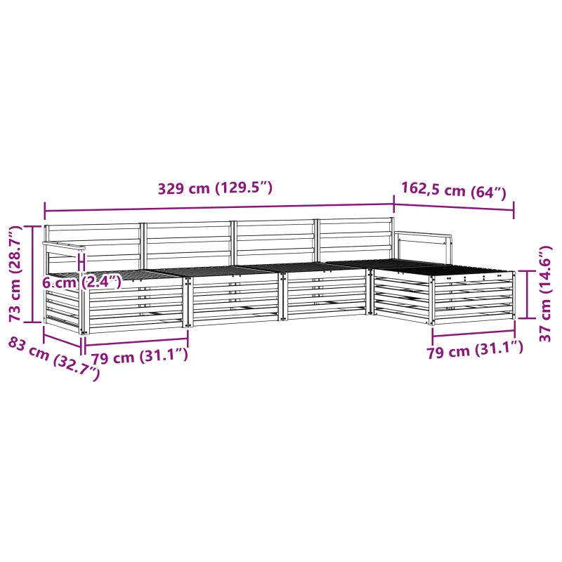 Lauko sofos komplektas 5 pcs Natūrali