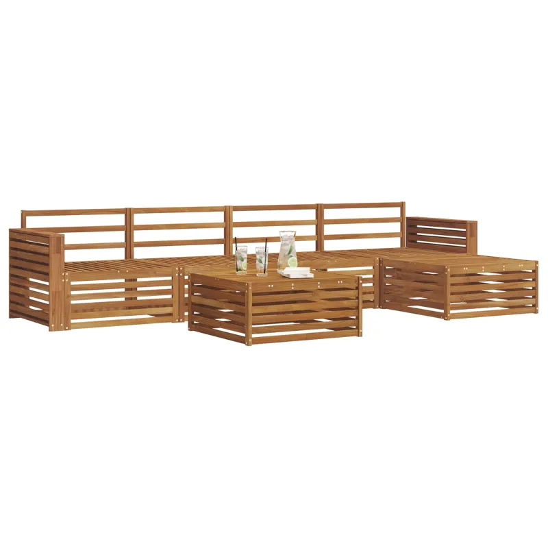 Lauko sofos komplektas 6 pcs Natūrali Kietos akacijos mediena