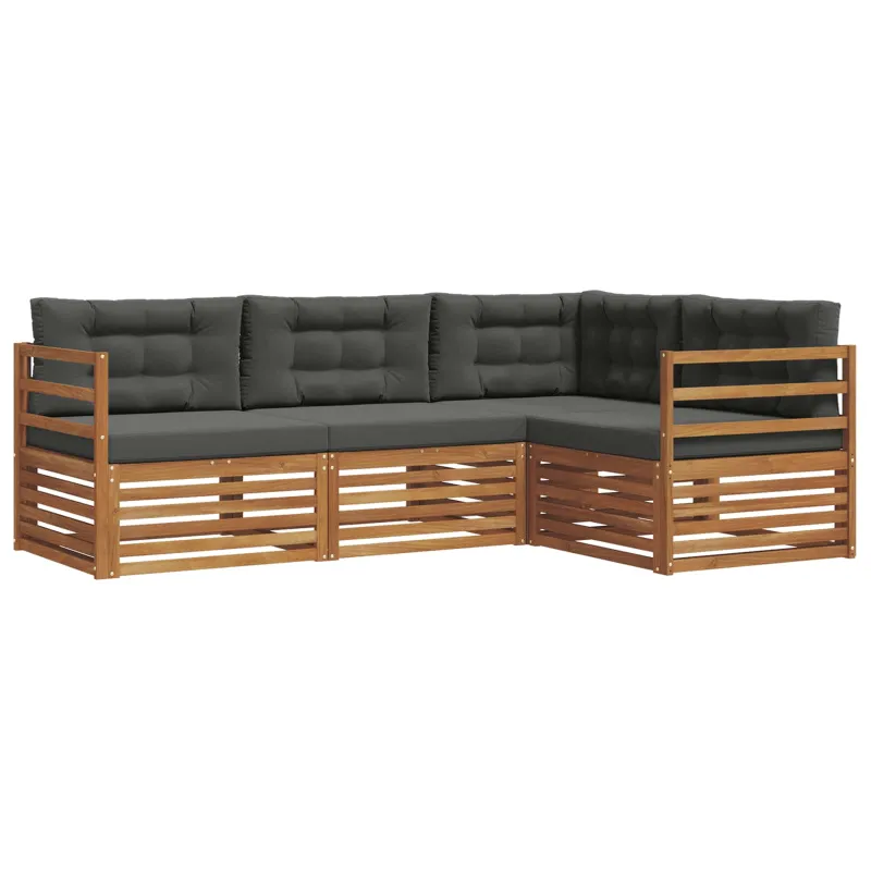 Lauko sofos komplektas su pagalve 4 pcs Natūralus ir antracitas