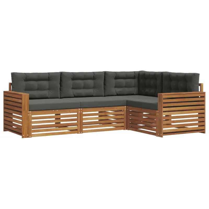 Lauko sofos komplektas su pagalve 4 pcs Natūralus ir antracitas