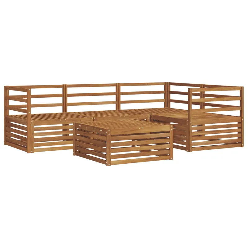 Lauko sofos komplektas 5 pcs Natūrali Kietos akacijos mediena