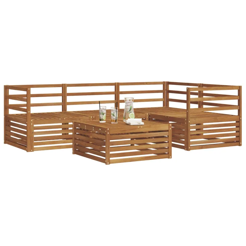 Lauko sofos komplektas 5 pcs Natūrali Kietos akacijos mediena