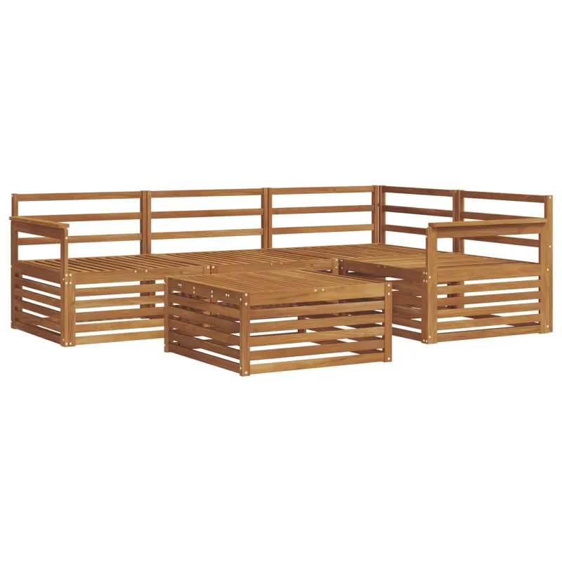 Lauko sofos komplektas 5 pcs Natūrali Kietos akacijos mediena