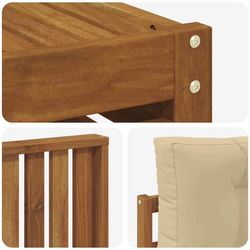 Lauko sofos komplektas su pagalve 5 pcs Natūralus ir bežinis