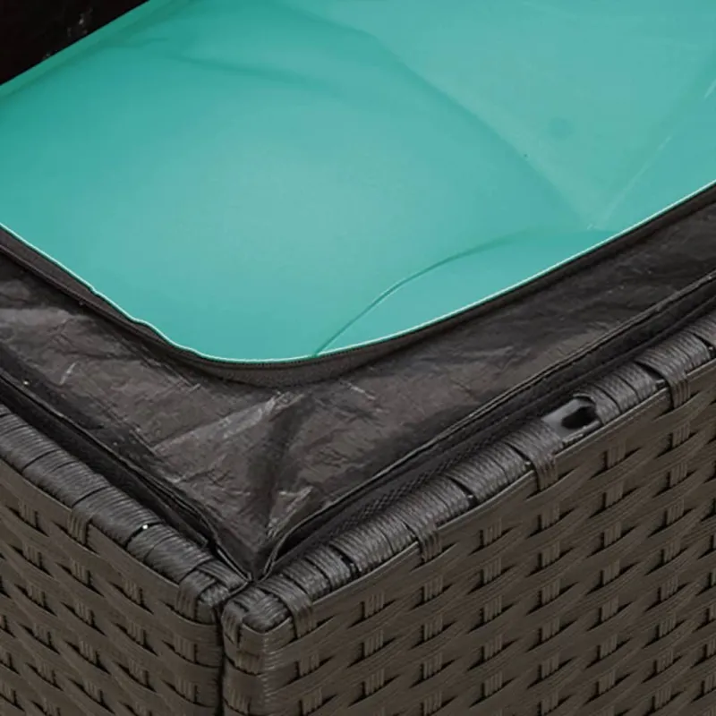 Sofos komplekti, 7 osaa, musta, polyrattana, tyynyineen