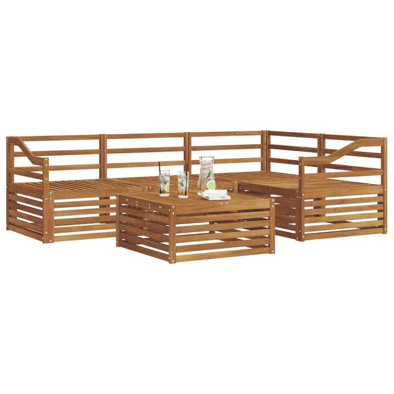 Lauko sofos komplektas 5 pcs Natūrali Kietos akacijos mediena