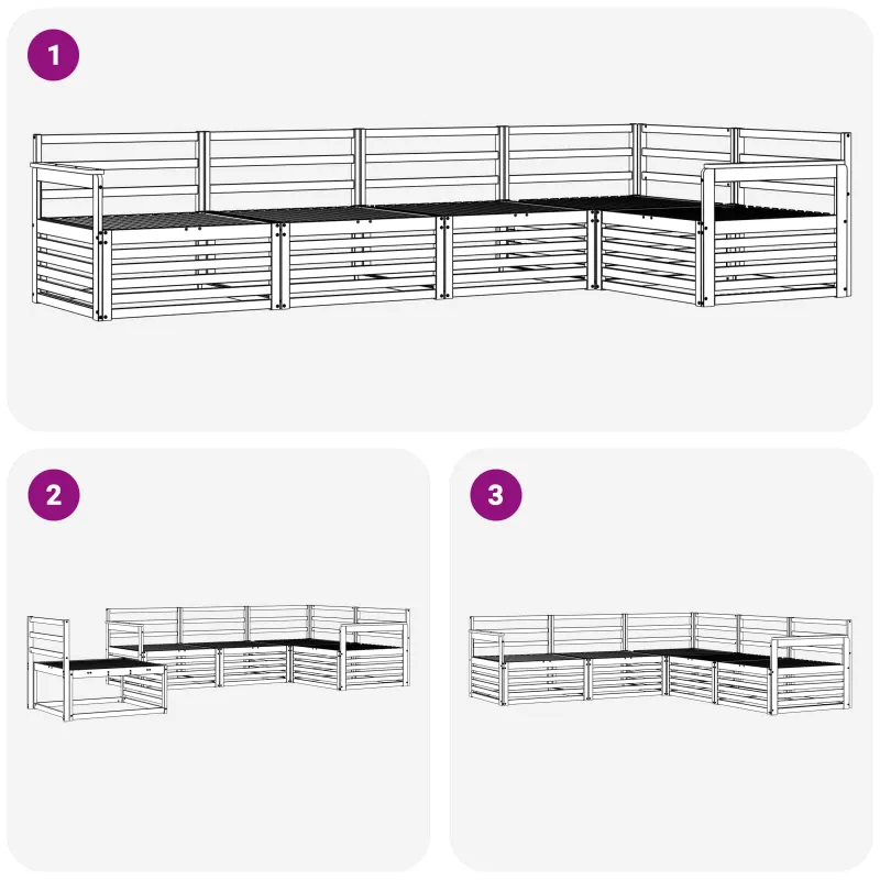 Lauko sofos komplektas 5 pcs Natūrali