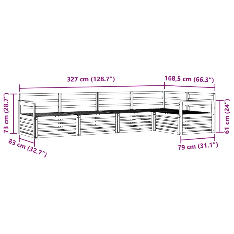 Lauko sofos komplektas 5 pcs Natūrali