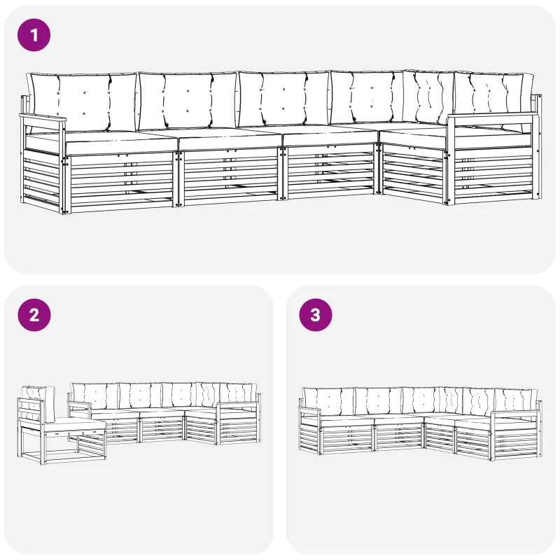 Lauko sofos komplektas su pagalve 5 pcs Natūralus ir bežinis