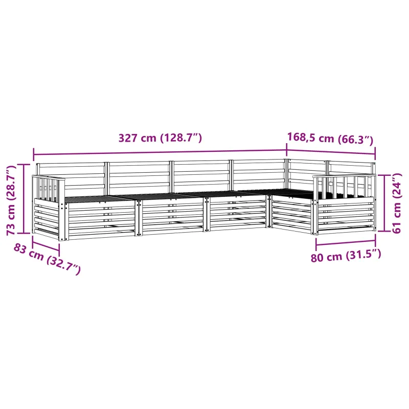 Lauko sofos komplektas 5 pcs Natūrali