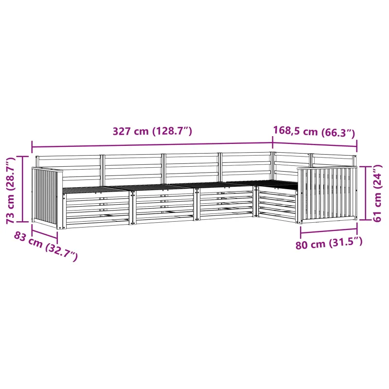 Lauko sofos komplektas 5 pcs Natūrali