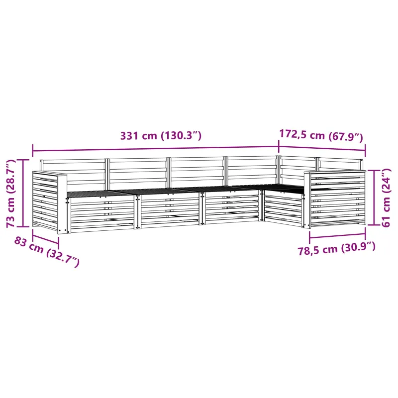Lauko sofos komplektas 5 pcs Natūrali