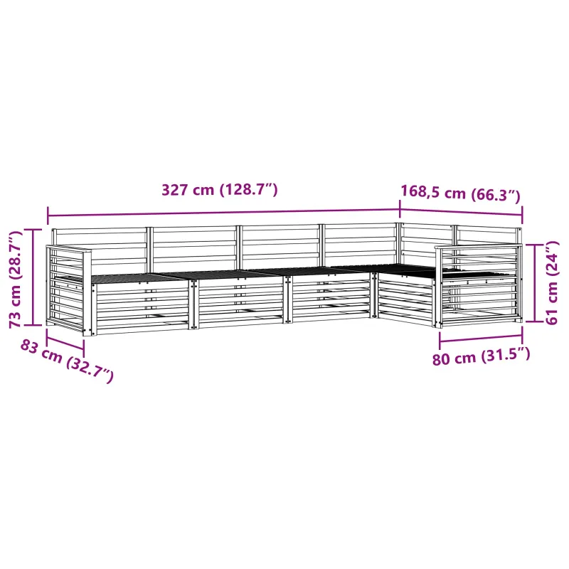 Lauko sofos komplektas 5 pcs Natūrali