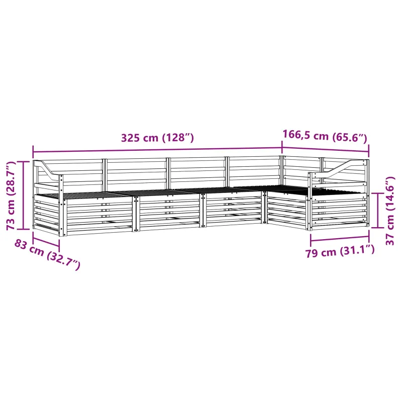Lauko sofos komplektas 5 pcs Natūrali