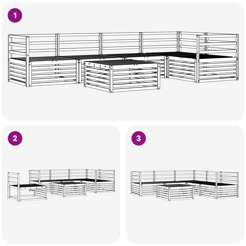 Lauko sofos komplektas 6 pcs Natūrali