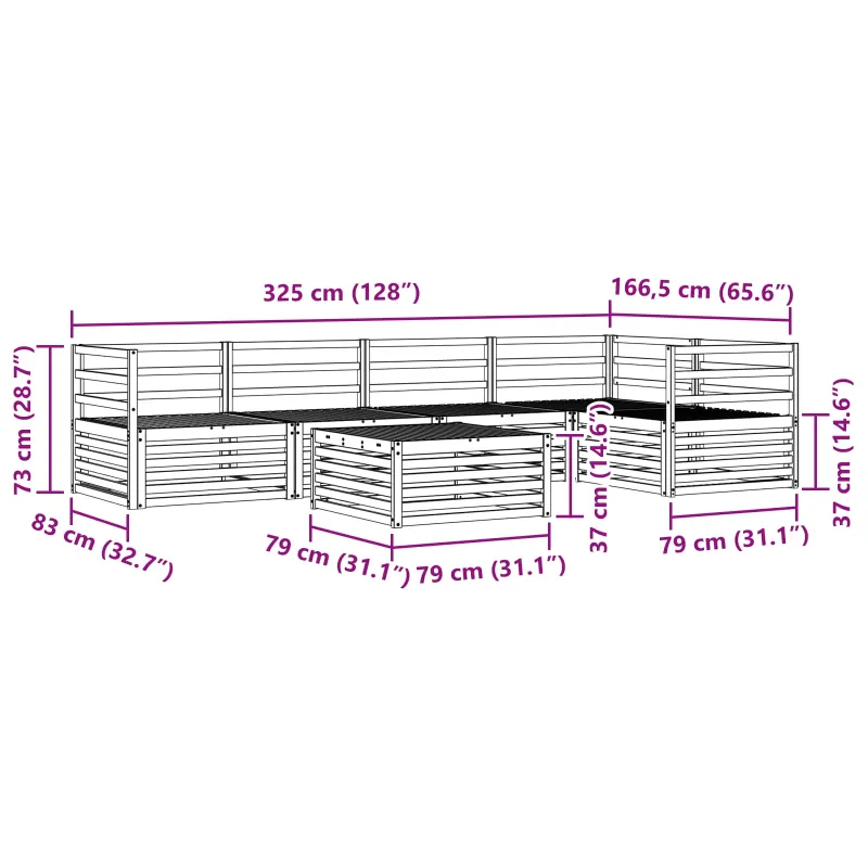 Lauko sofos komplektas 6 pcs Natūrali