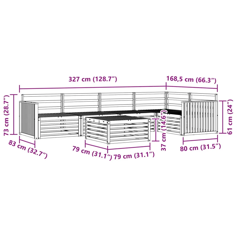 Lauko sofos komplektas 6 pcs Natūrali