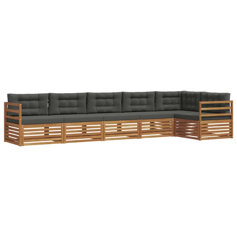 Lauko sofos komplektas su pagalve 6 pcs Natūralus ir antracitas