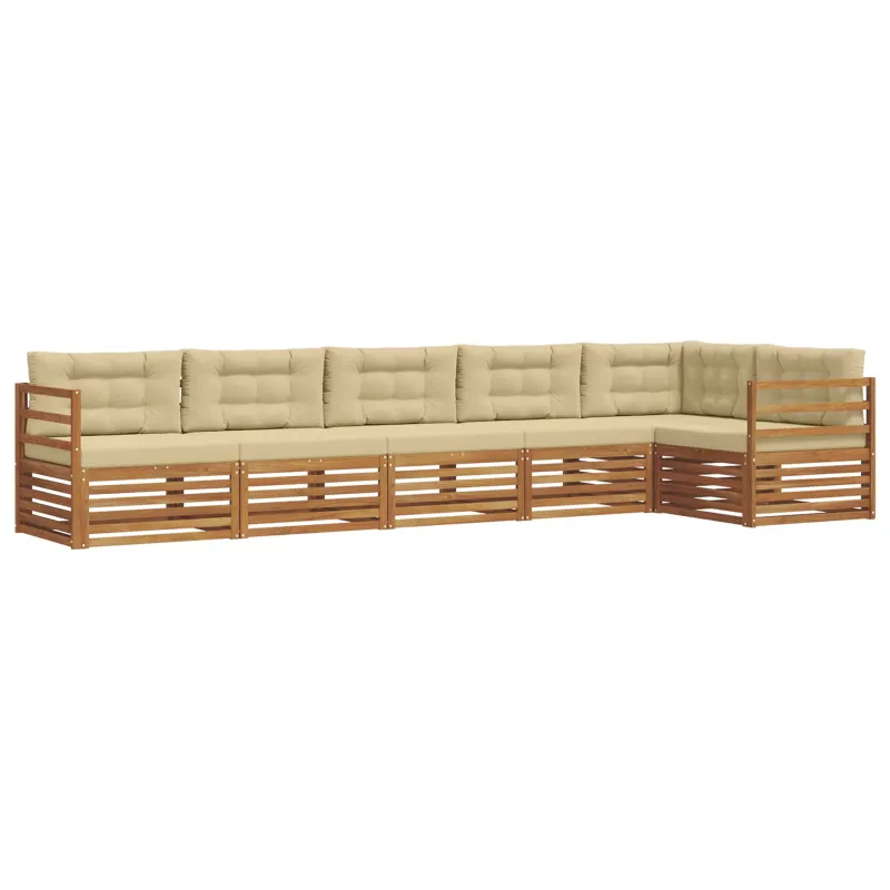 Lauko sofos komplektas su pagalve 6 pcs Natūralus ir bežinis