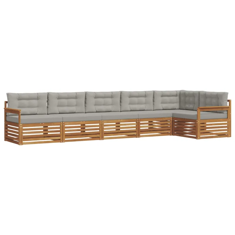 Lauko sofos komplektas 6 pcs Natūrali ir šviesiai pilka