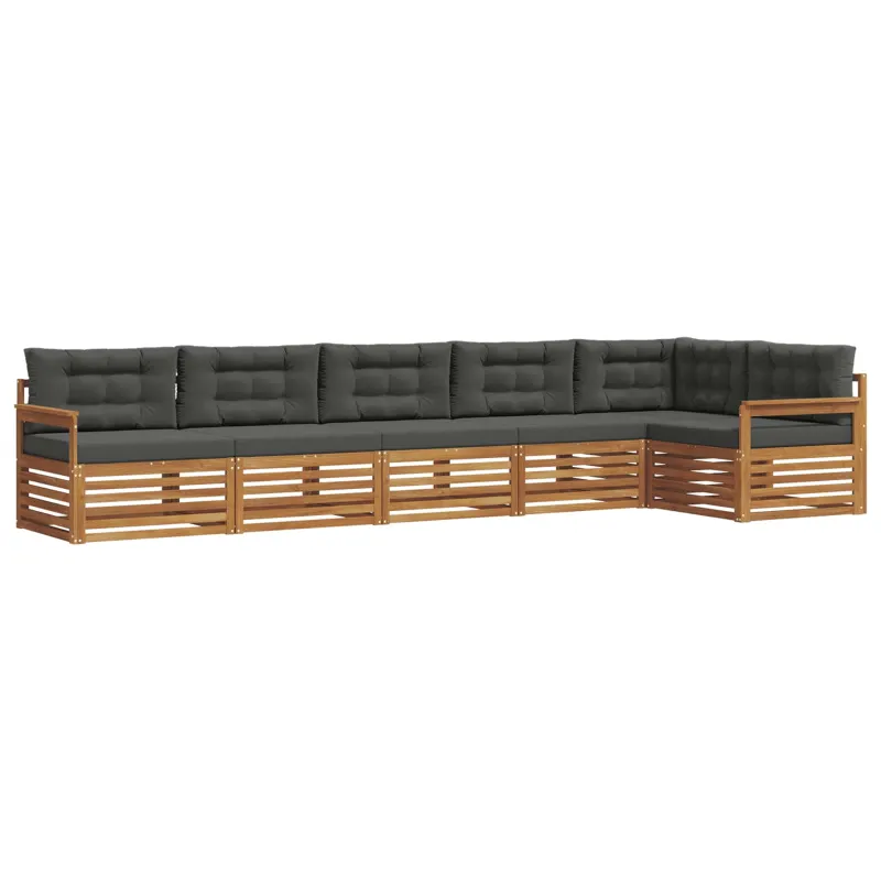 Lauko sofos komplektas su pagalve 6 pcs Natūralus ir antracitas