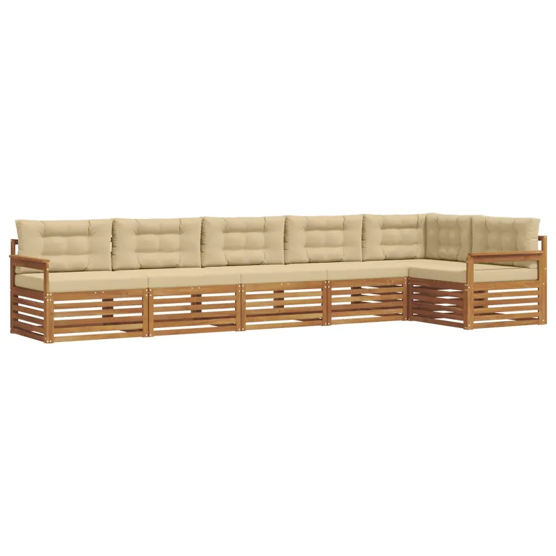 Lauko sofos komplektas su pagalve 6 pcs Natūralus ir bežinis