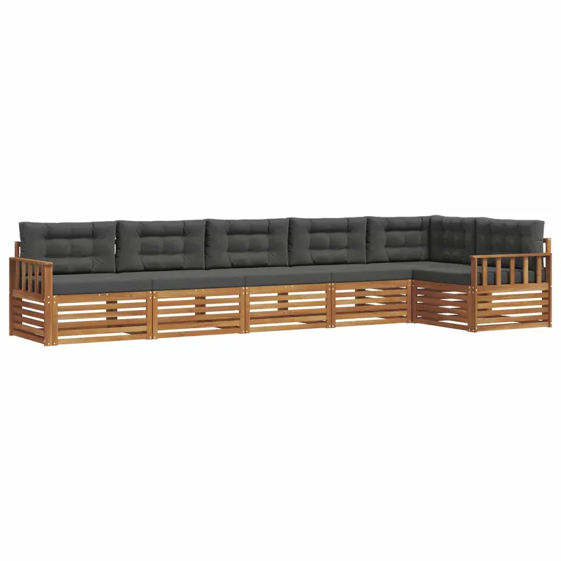 Lauko sofos komplektas su pagalve 6 pcs Natūralus ir antracitas