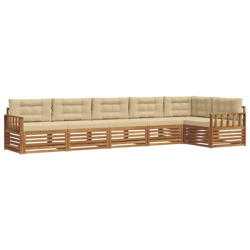 Lauko sofos komplektas su pagalve 6 pcs Natūralus ir bežinis