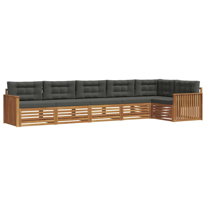 Lauko sofos komplektas su pagalve 6 pcs Natūralus ir antracitas