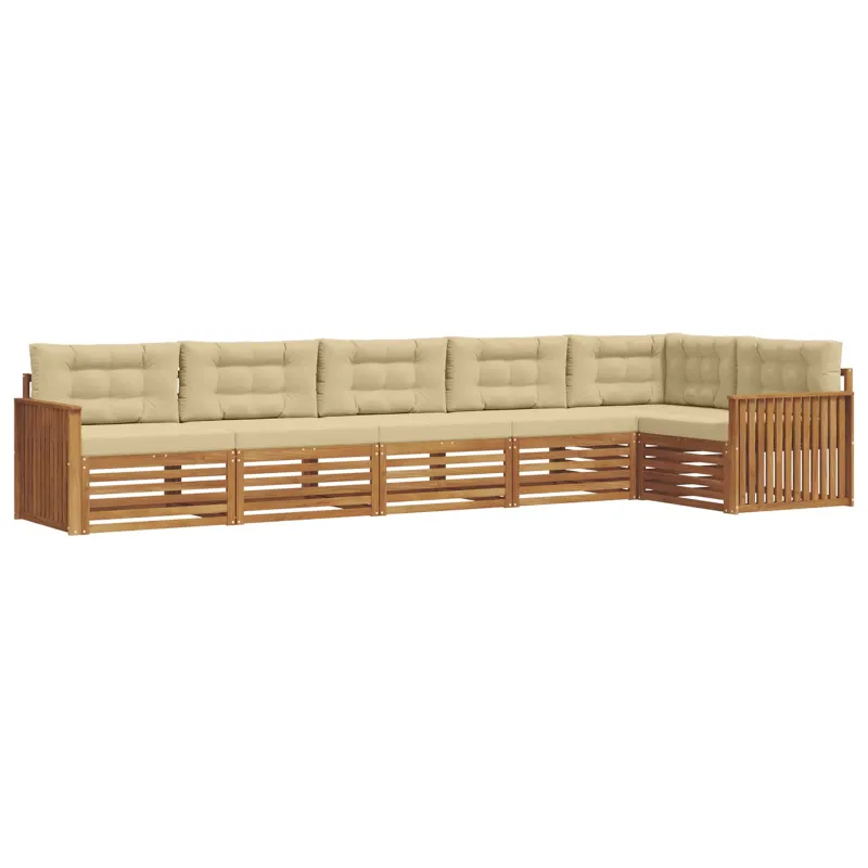 Lauko sofos komplektas su pagalve 6 pcs Natūralus ir bežinis
