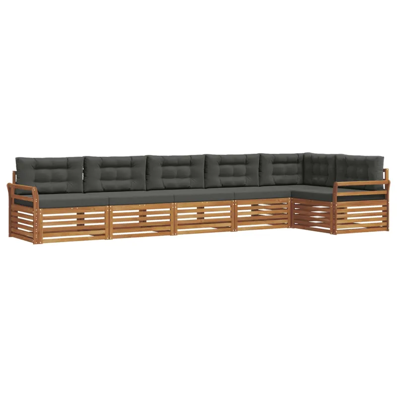 Lauko sofos komplektas su pagalve 6 pcs Natūralus ir antracitas