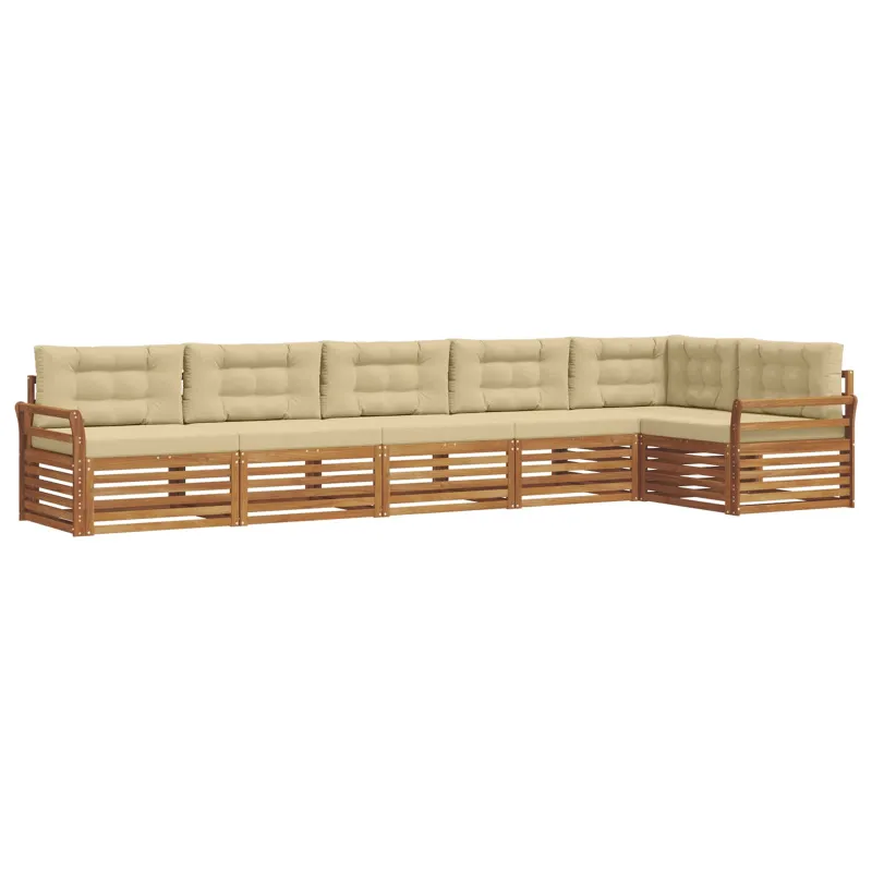 Lauko sofos komplektas su pagalve 6 pcs Natūralus ir bežinis