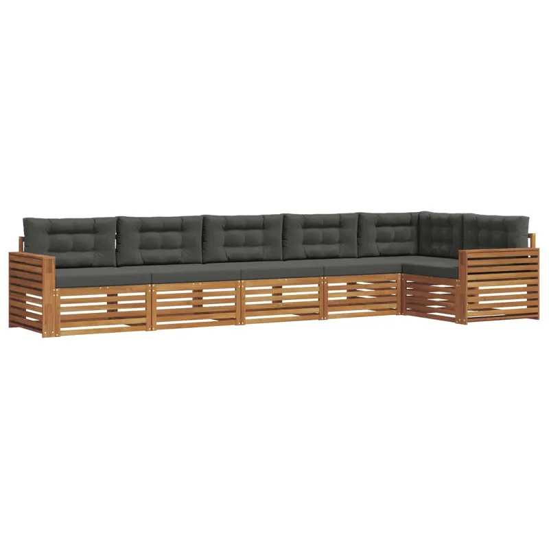 Lauko sofos komplektas su pagalve 6 pcs Natūralus ir antracitas
