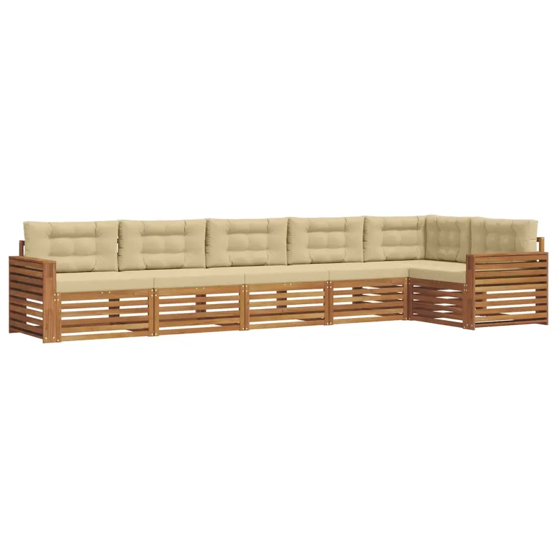 Lauko sofos komplektas su pagalve 6 pcs Natūralus ir bežinis