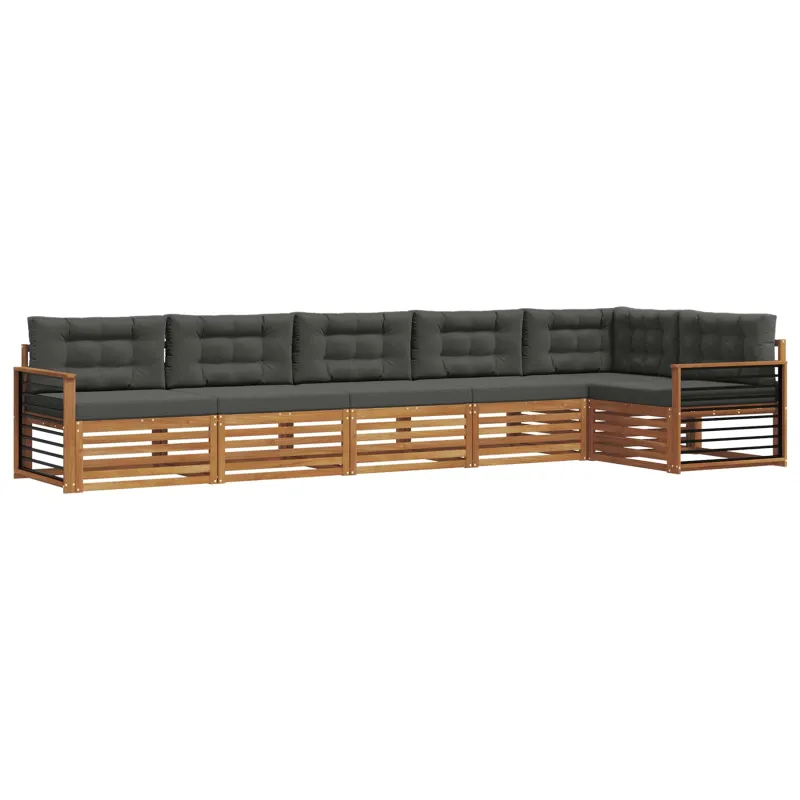 Lauko sofos komplektas su pagalve 6 pcs Natūralus ir antracitas