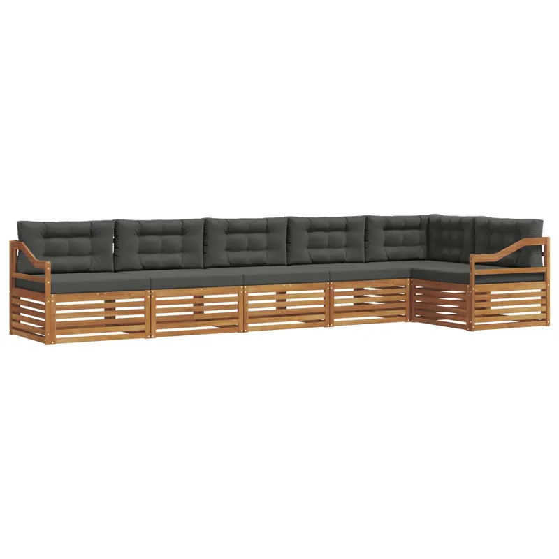 Lauko sofos komplektas su pagalve 6 pcs Natūralus ir antracitas
