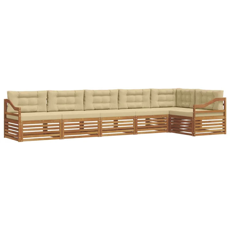 Lauko sofos komplektas su pagalve 6 pcs Natūralus ir bežinis