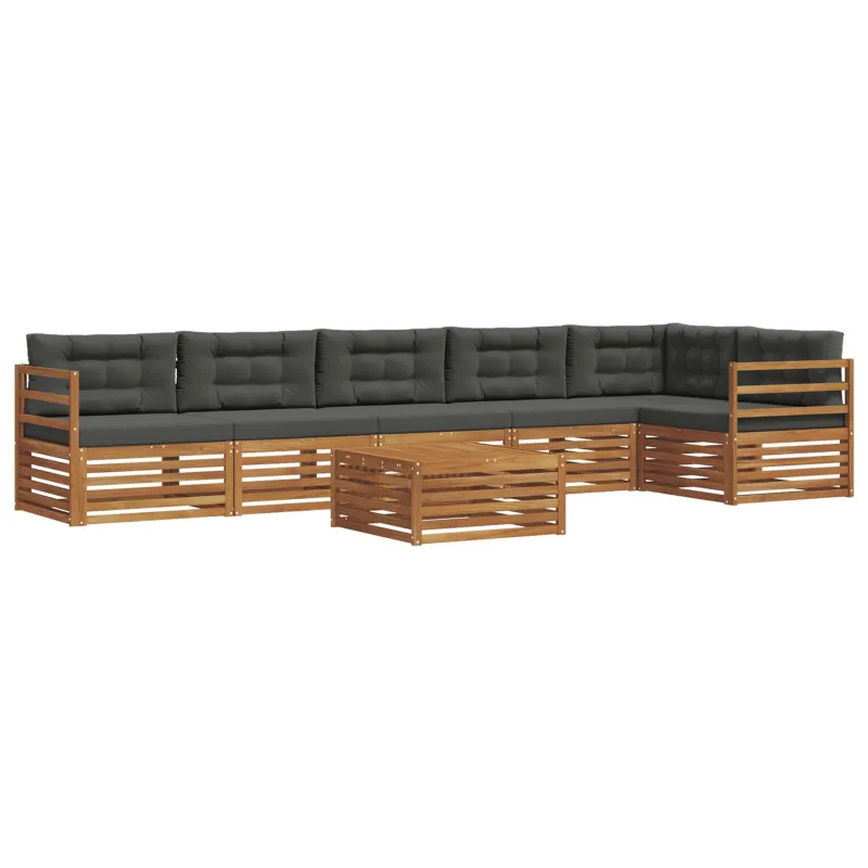 Lauko sofos komplektas su pagalve 7 pcs Natūralus ir antracitas