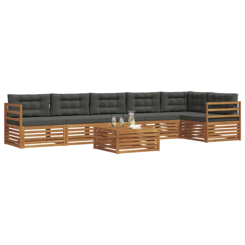 Lauko sofos komplektas su pagalve 7 pcs Natūralus ir antracitas
