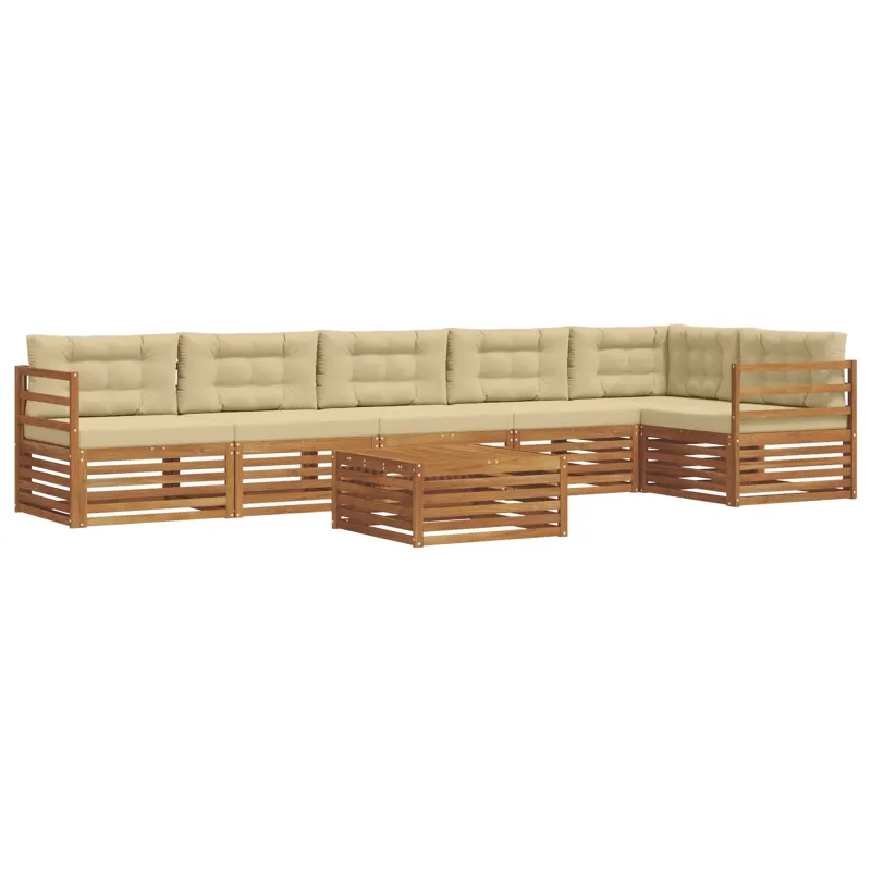 Lauko sofos komplektas su pagalve 7 pcs Natūralus ir bežinis
