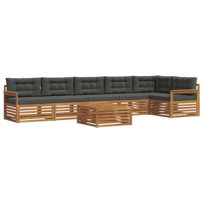Lauko sofos komplektas su pagalve 7 pcs Natūralus ir antracitas