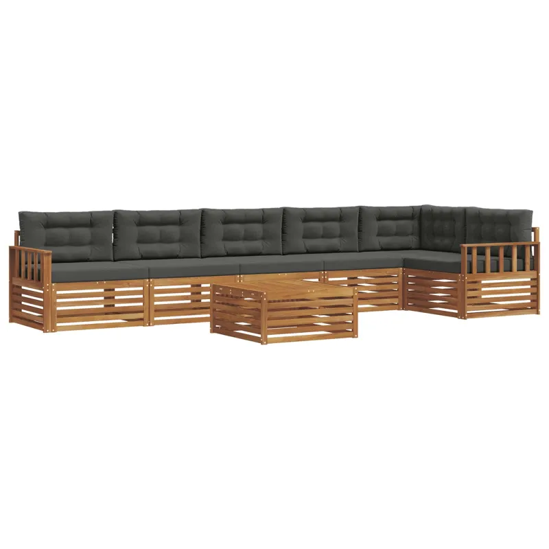 Lauko sofos komplektas su pagalve 7 pcs Natūralus ir antracitas